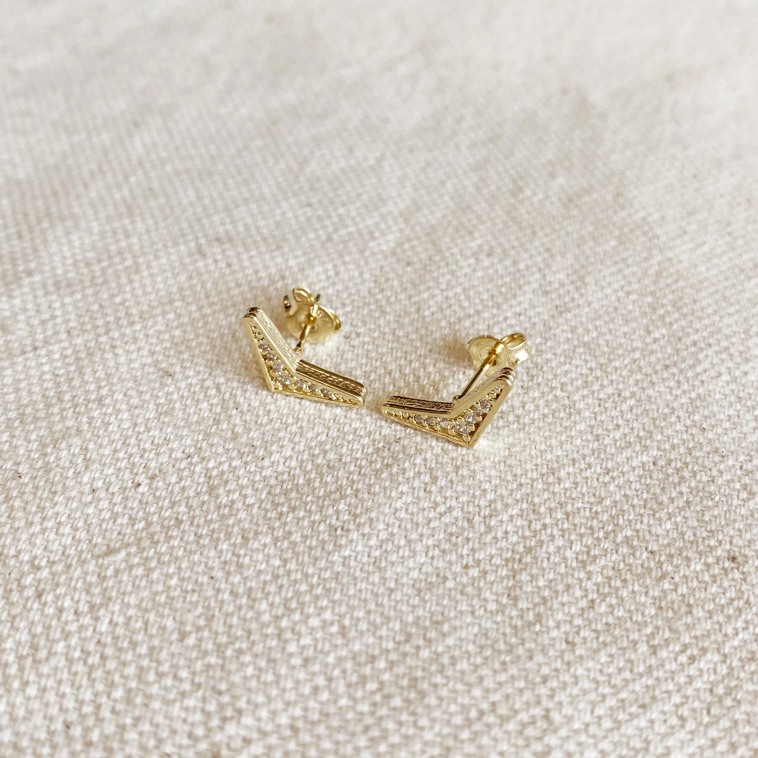 18k Gold Filled Boomerang Shaped Stud Earrings