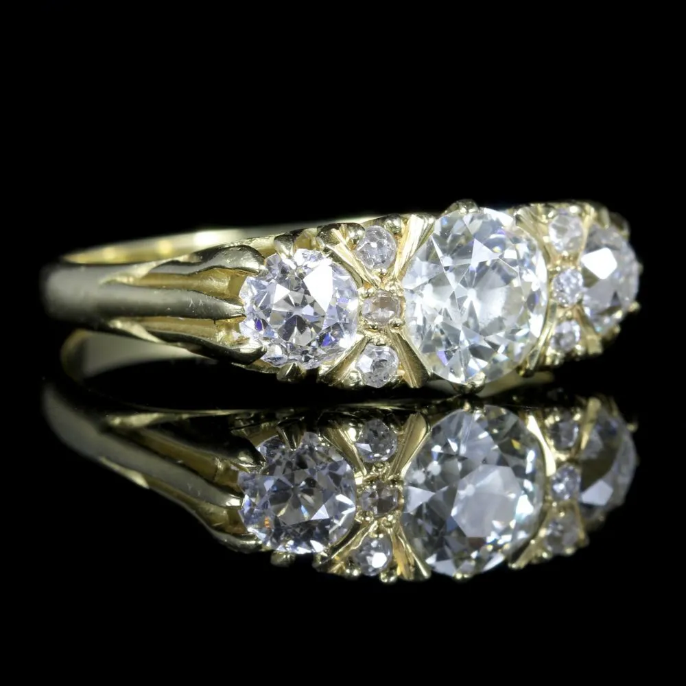Antique Victorian Diamond Ring 18Ct Gold 2.20Ct Diamonds