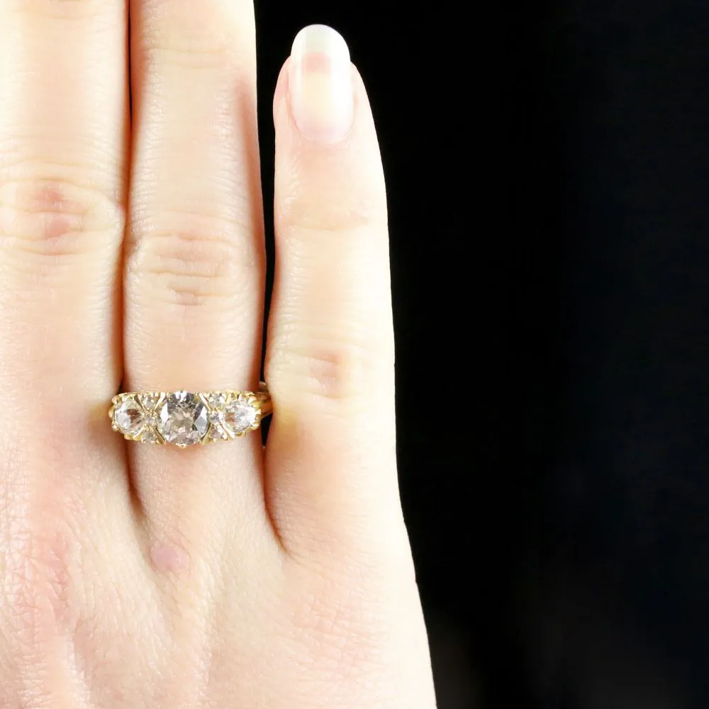 Antique Victorian Diamond Ring 18Ct Gold 2.20Ct Diamonds