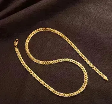Men Necklace Gold Tone Snake Chain