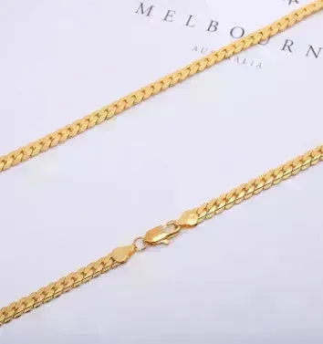 Men Necklace Gold Tone Snake Chain