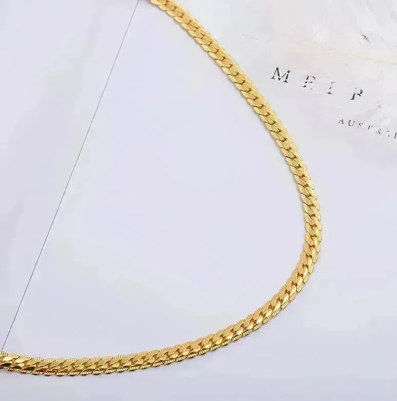 Men Necklace Gold Tone Snake Chain