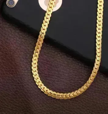Men Necklace Gold Tone Snake Chain