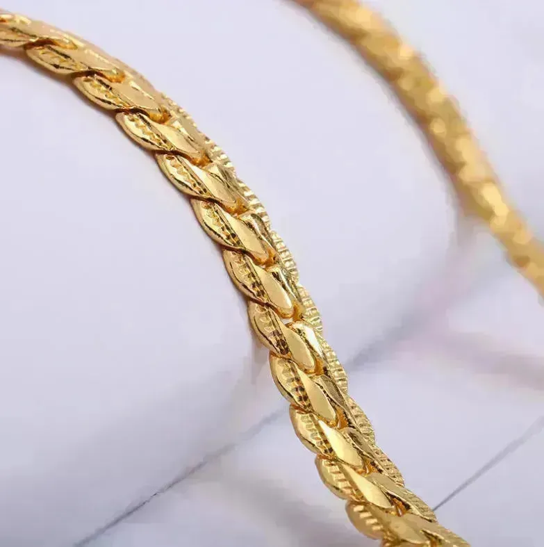 Men Necklace Gold Tone Snake Chain