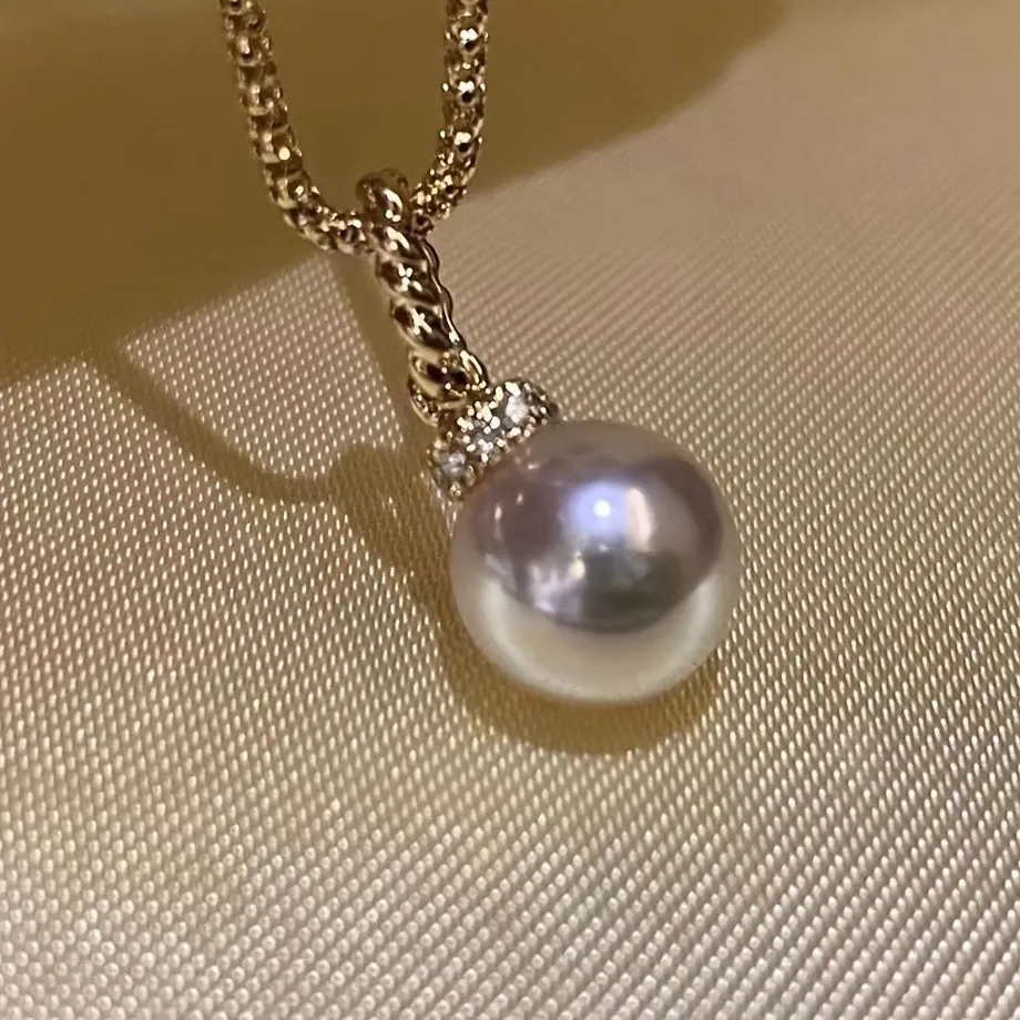 Nature-Inspired 925 Sterling Silver Necklace with 8-8.5mm White Pearls - Perfect Birthday Gift for Women