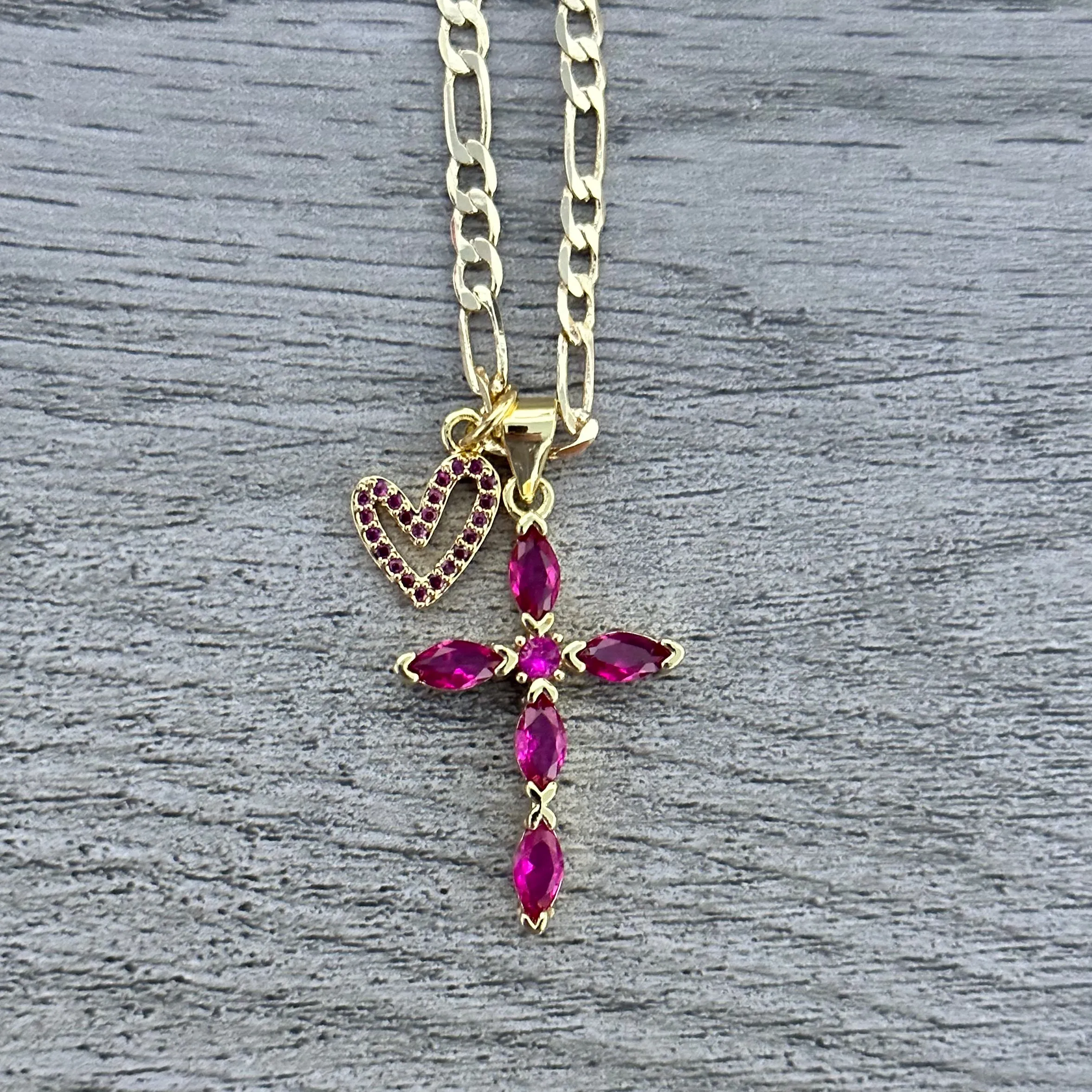 Pink Cross Necklace 028