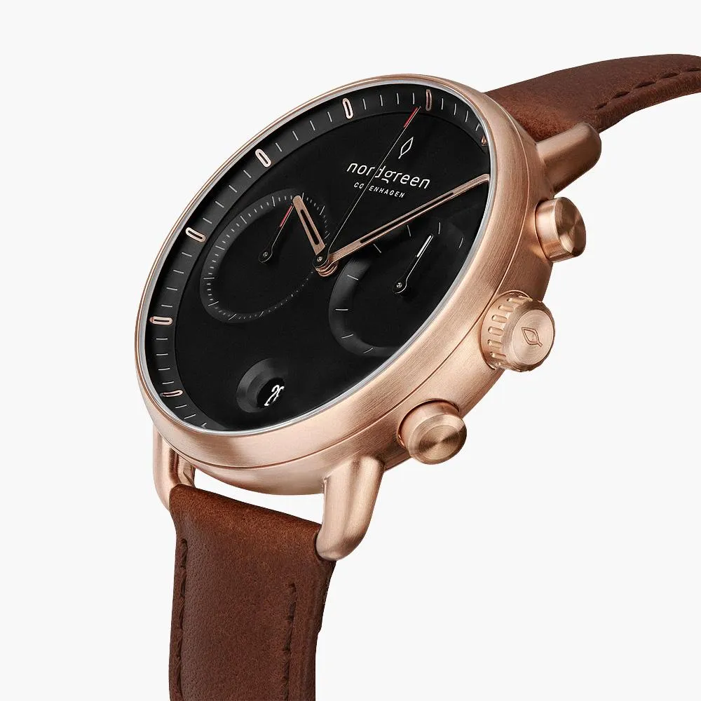 Pioneer - BUNDLE Black Dial Rose Gold | Olive Green Nylon / Brown Leather / Rose Gold Mesh Strap