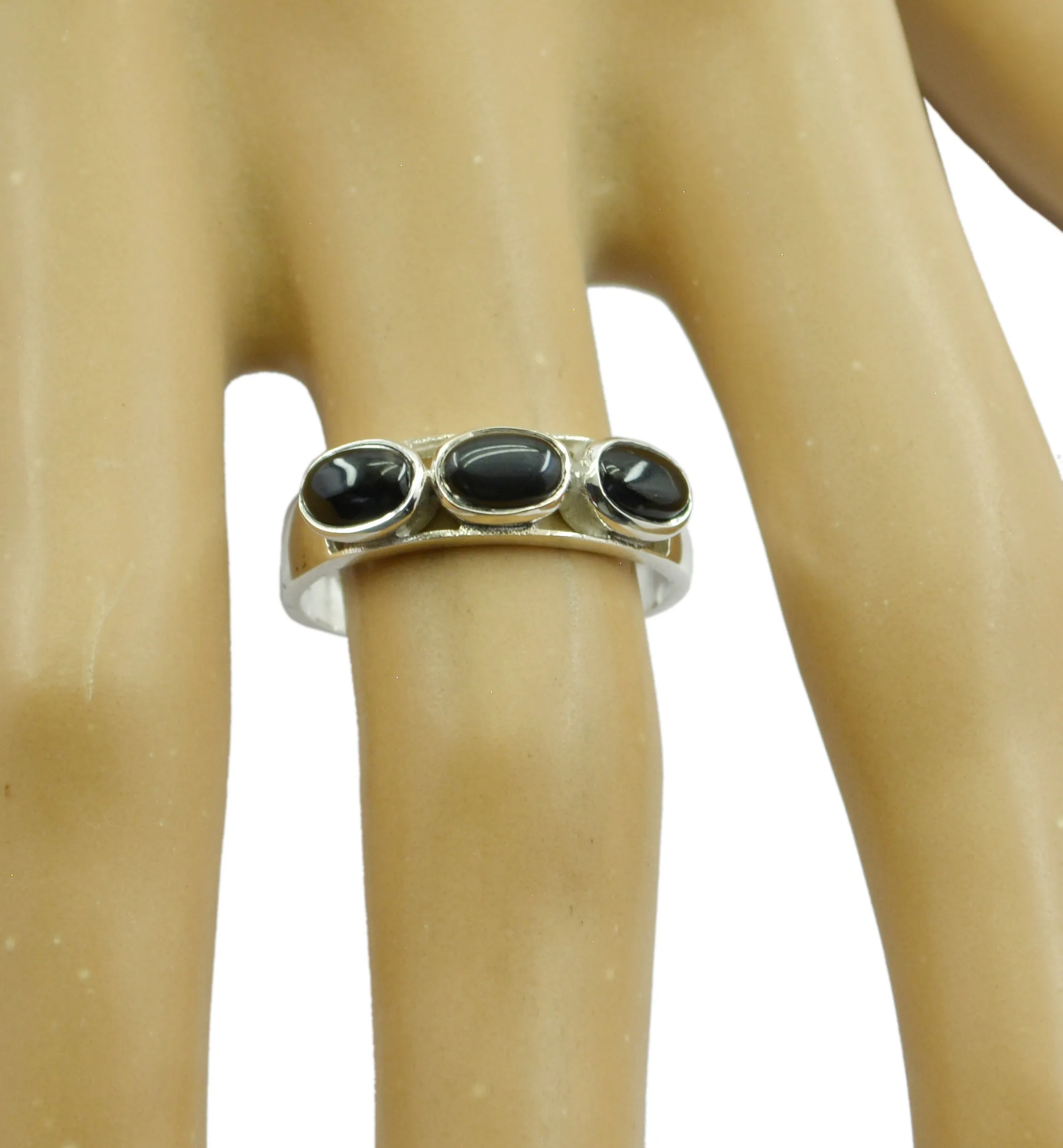 Riyo Flawless Gems Black Onyx 925 Sterling Silver Ring Jewelry Art