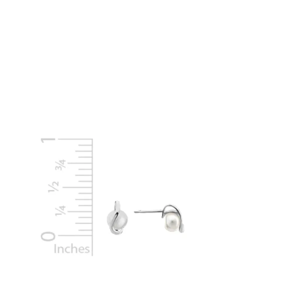 Sterling Silver Pearl Swirl Stud Earrings