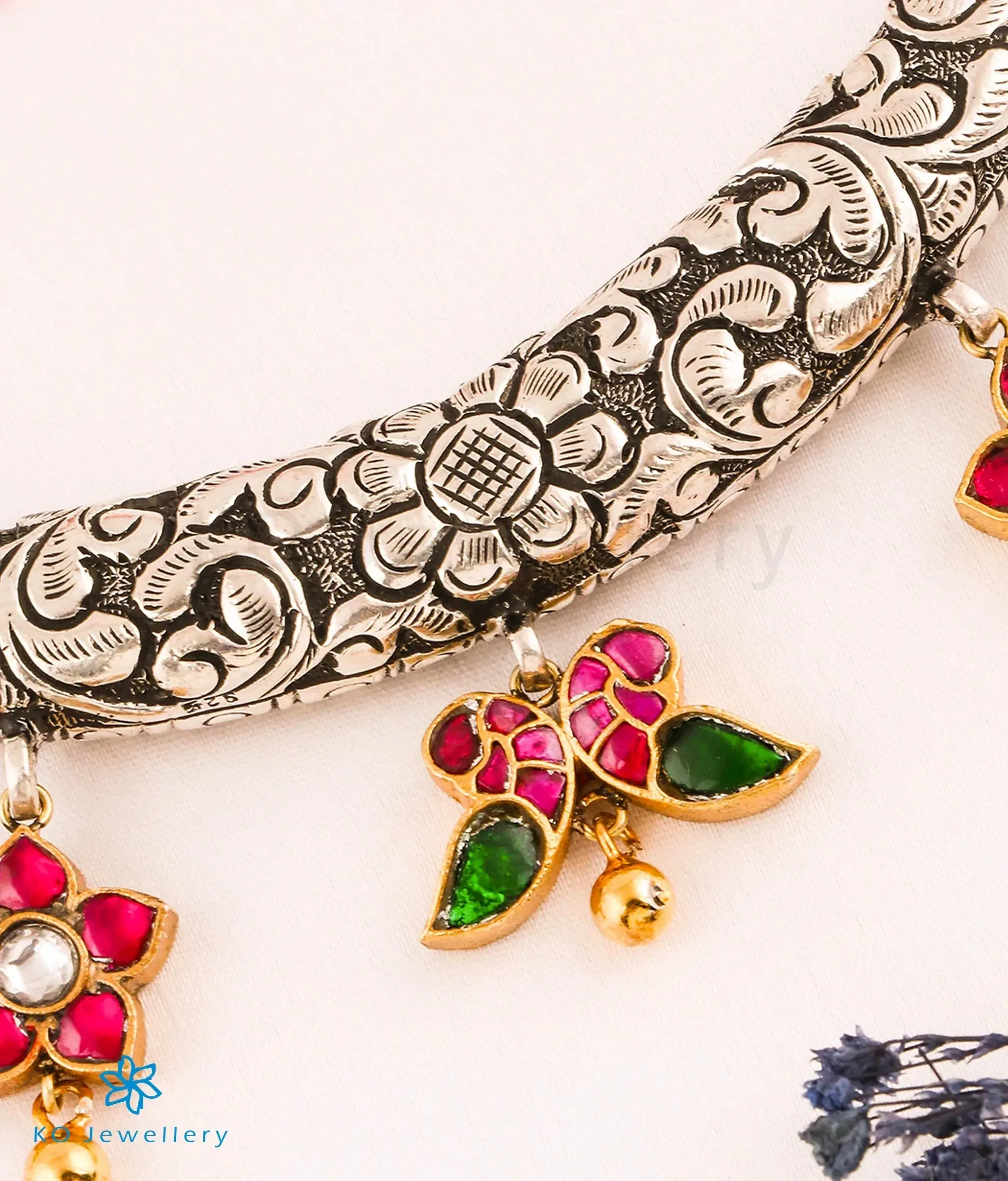 The Shams Silver Kundan-Jadau Necklace (2 tone)